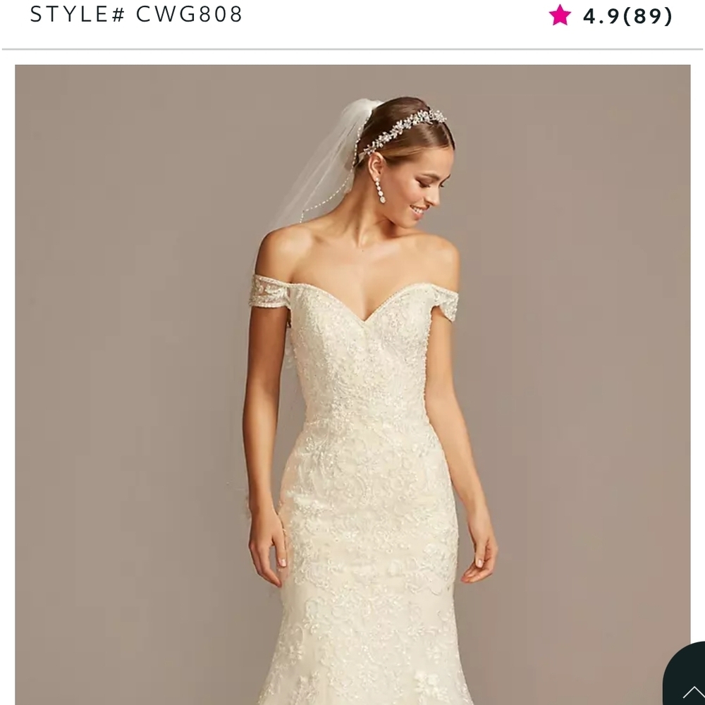 Oleg Cassini Ivory Off-the-Shoulder Lace Wedding Dress